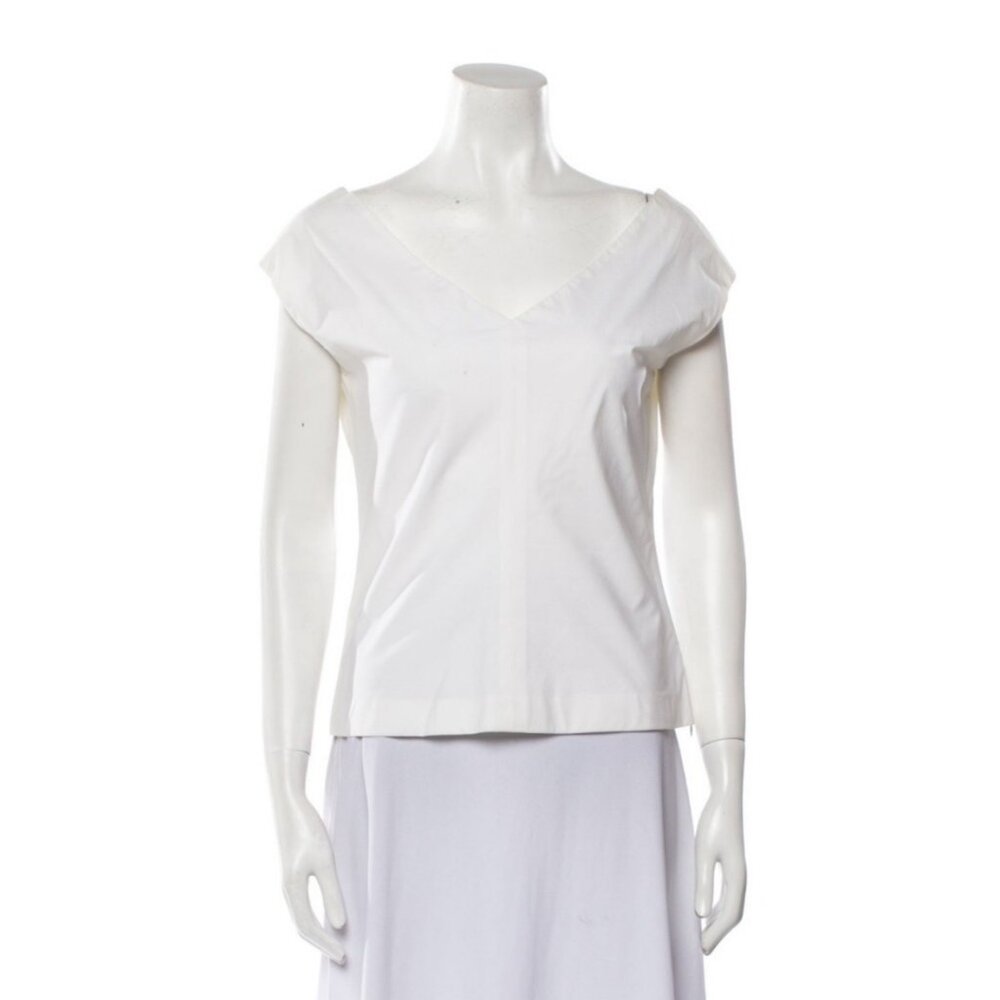 NWT Harvey Faircloth Solid White Sleeveless Top Vest Blouse V Neck Ivory 6 NEW